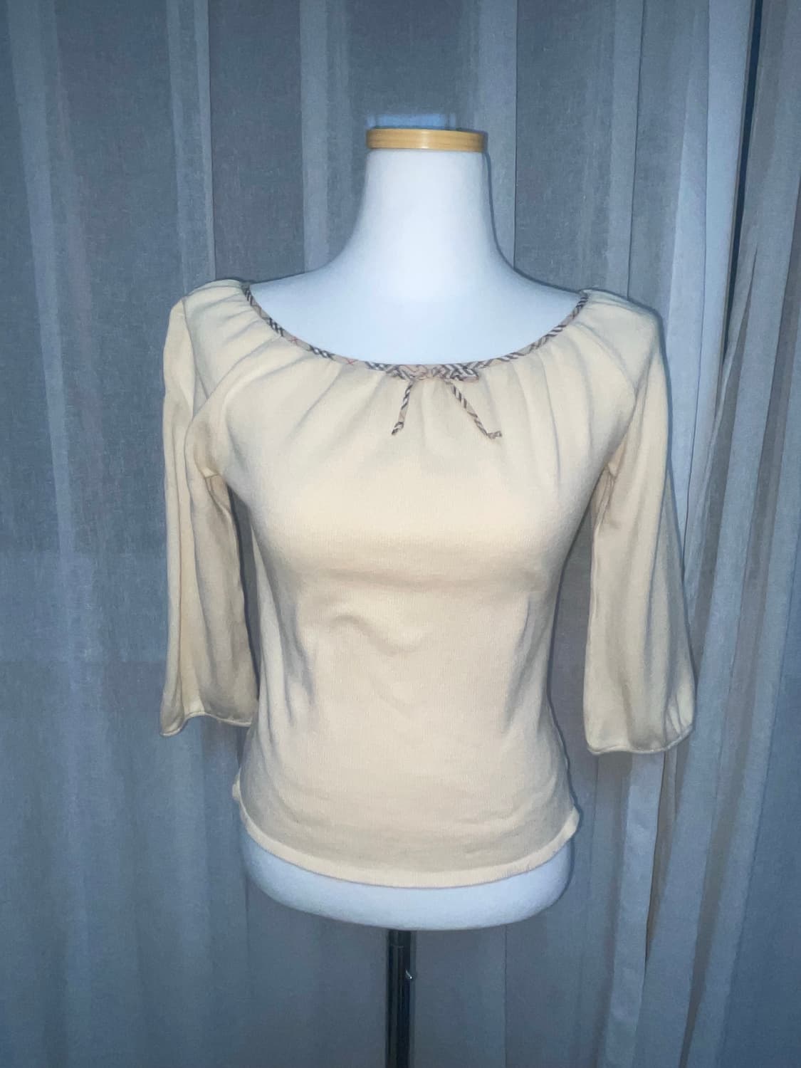 빈티지 버버리 블루라벨 리본 니트 블라우스 상품이미지1