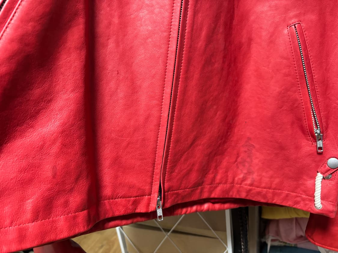2XL) 도프제이슨 프리미엄 램스킨 레이서 레더자켓 레드 상품이미지5