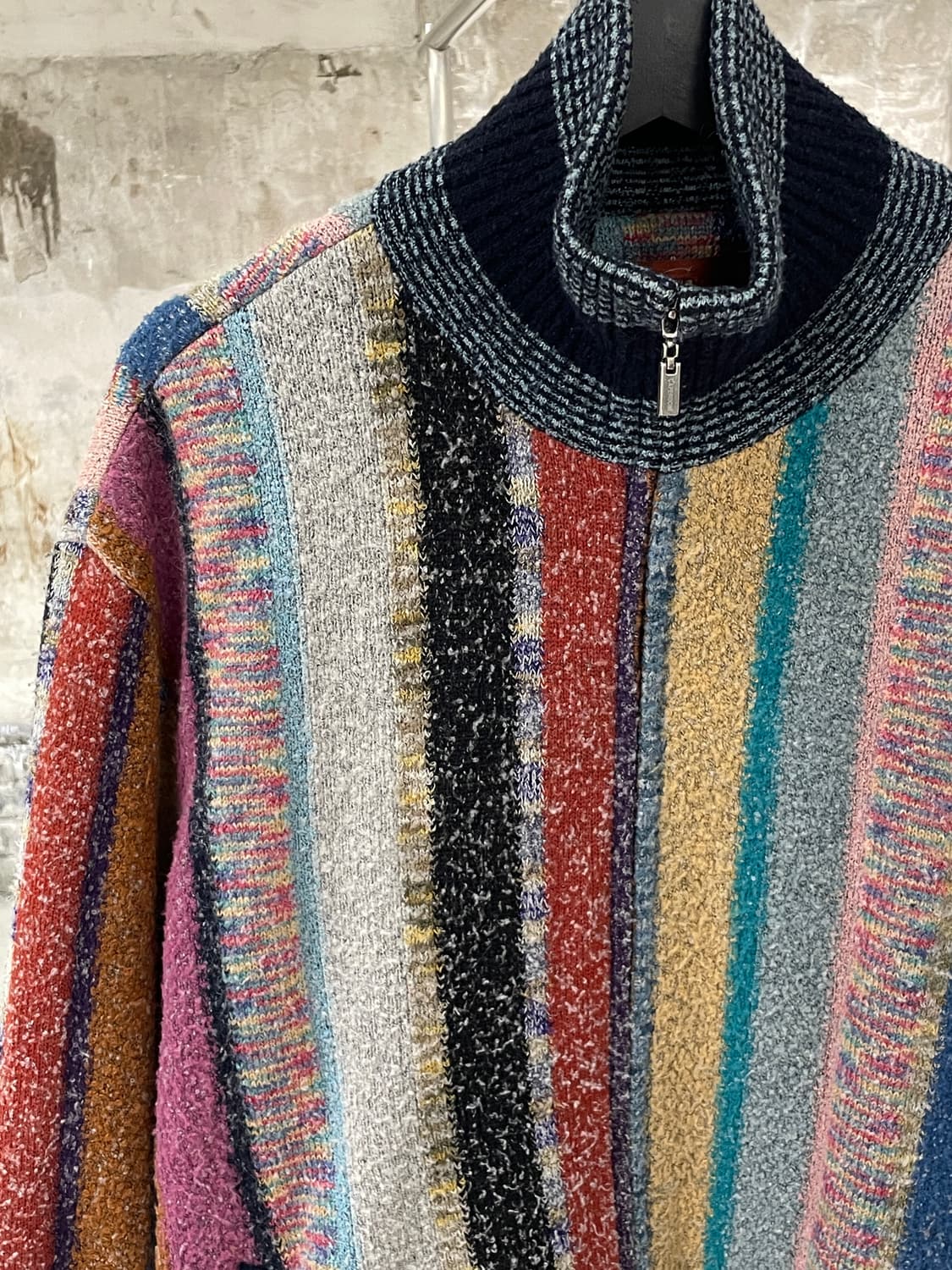 카페르도니 믹스 스트라이프 배색 폴라넥 집업 자켓 상품이미지2