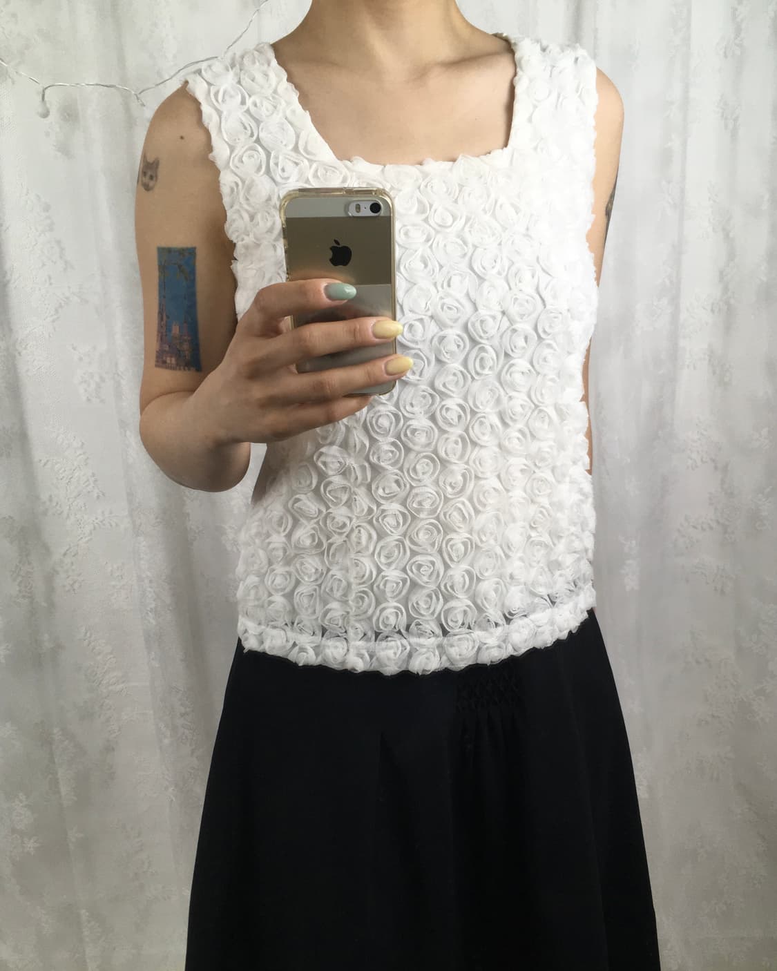 JPN rosette texture sleeveless top 상품이미지3