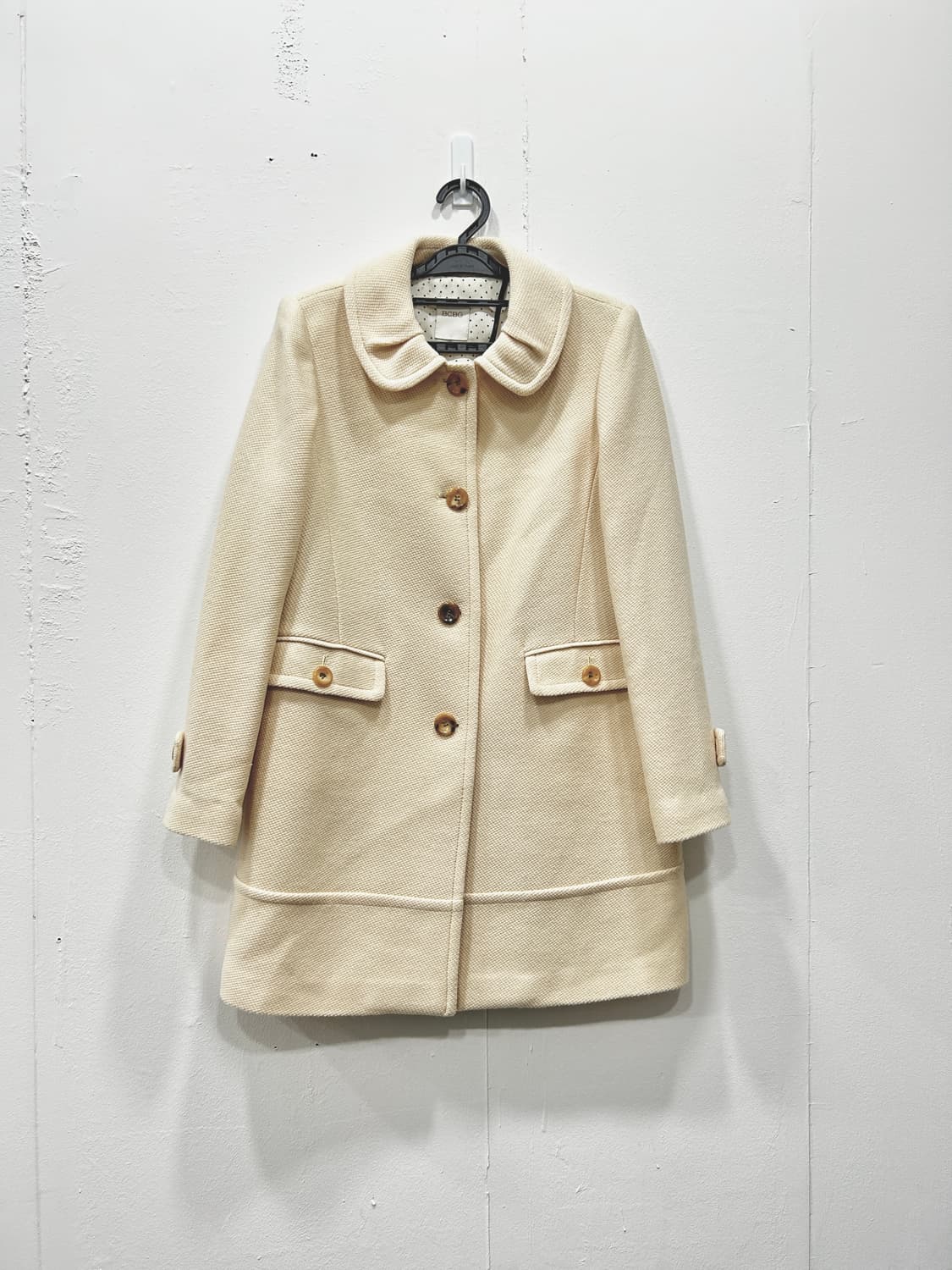 BCBG 울 100% 아이보리 코트 66 모리걸 러블리룩 상품이미지1