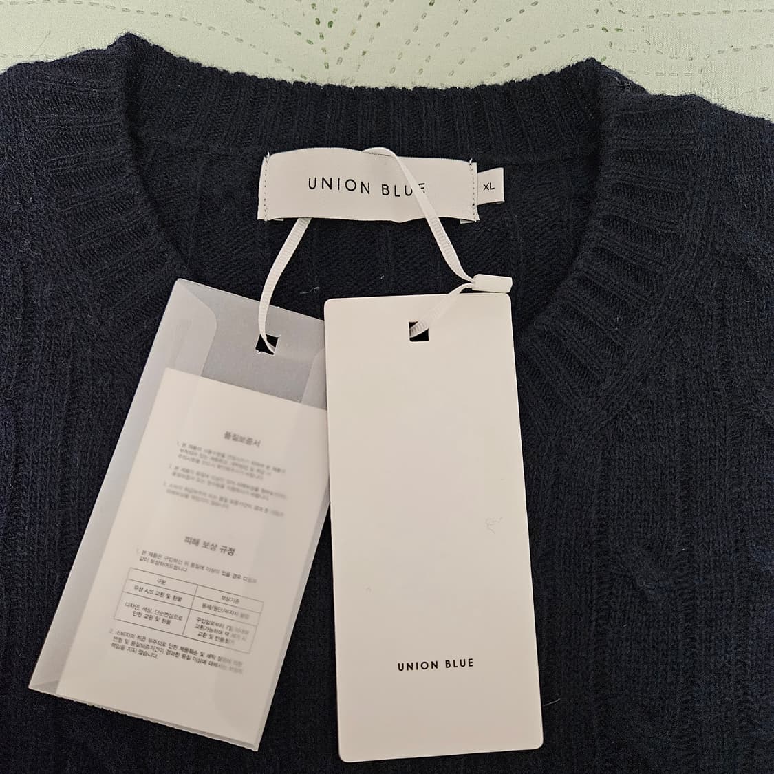 [새상품] 유니온블루 케이블 메리노 울 니트 네이비 XL 상품이미지2