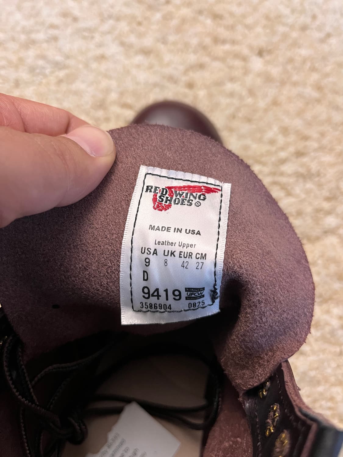 [미사용새상품] 레드윙 벡맨 9419 블랙 체리 9팩토리 세컨드 상품이미지6