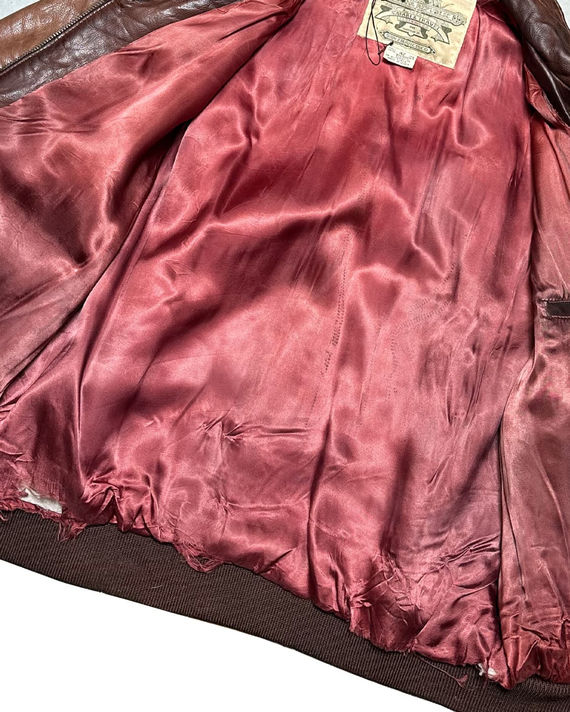 90s 헤비 리얼 레더 A-2 플라이트 자켓 made in korea 상품이미지7