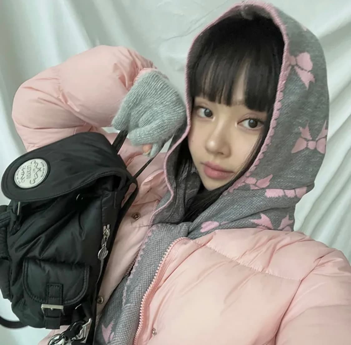 [새상품] 리본 니트 후드 머플러 바라클라바 상품이미지1