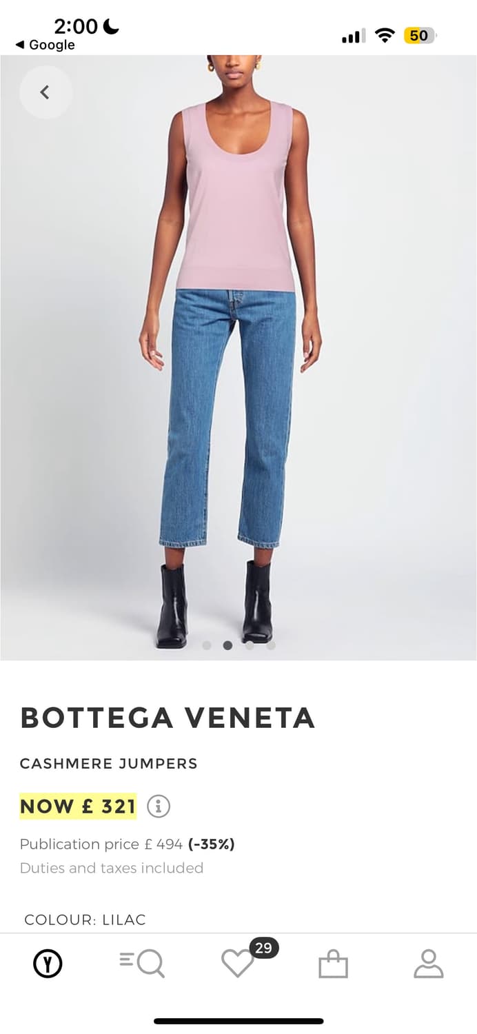 보테가 베네타 캐시미어 슬리브리스 니트 Lilac 상품이미지4