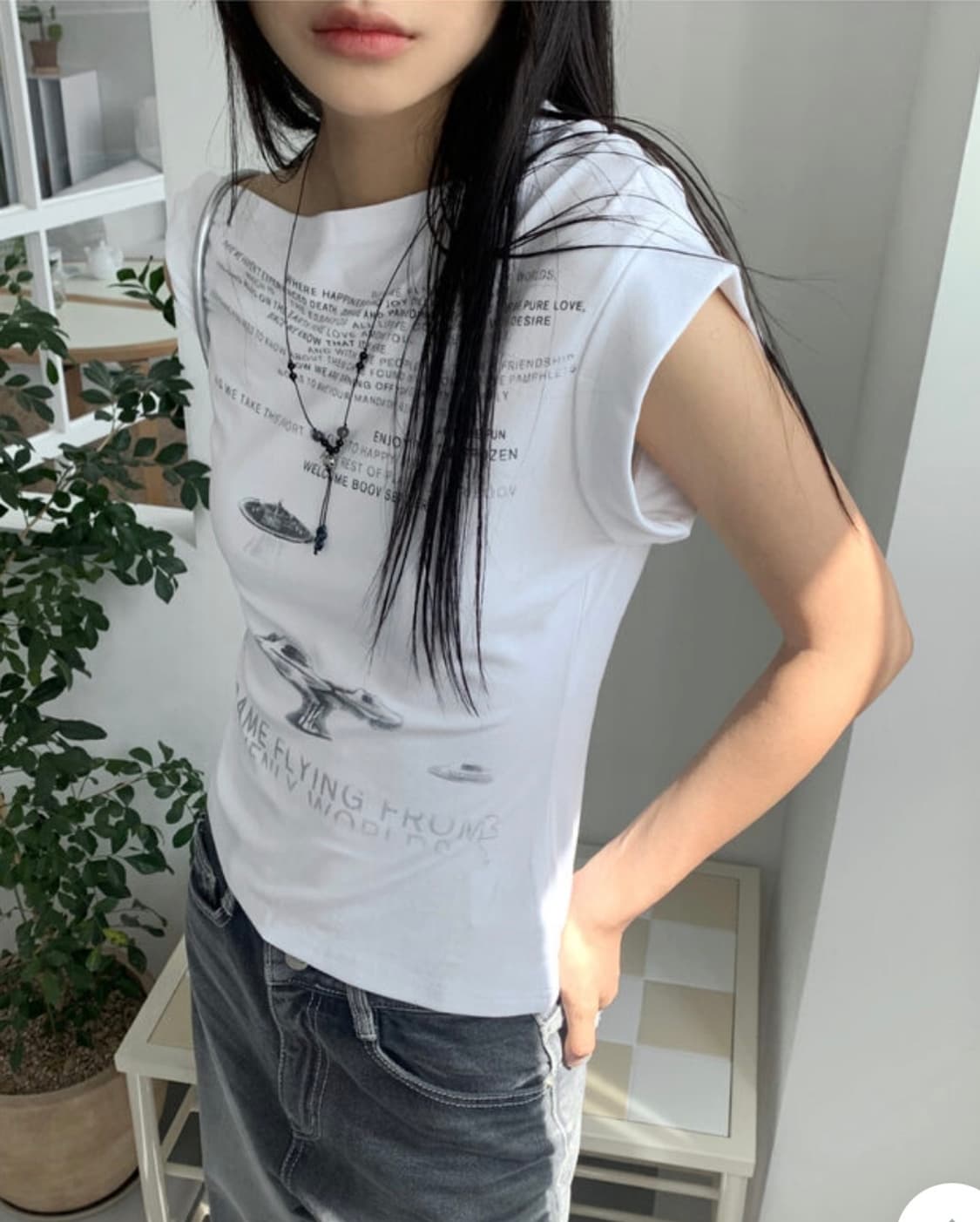 (새상품) 레터링 언발 반팔 오프숄더 상품이미지2