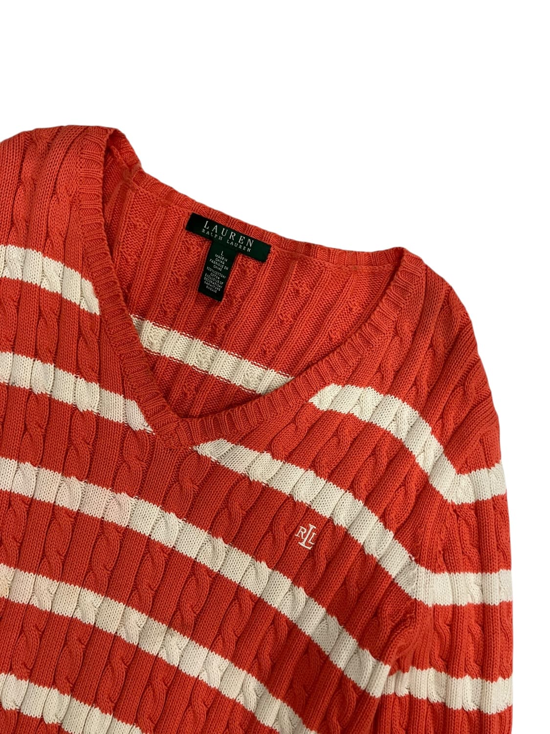 로렌 랄프로렌 스트라이프 브이넥 니트 L 상품이미지2