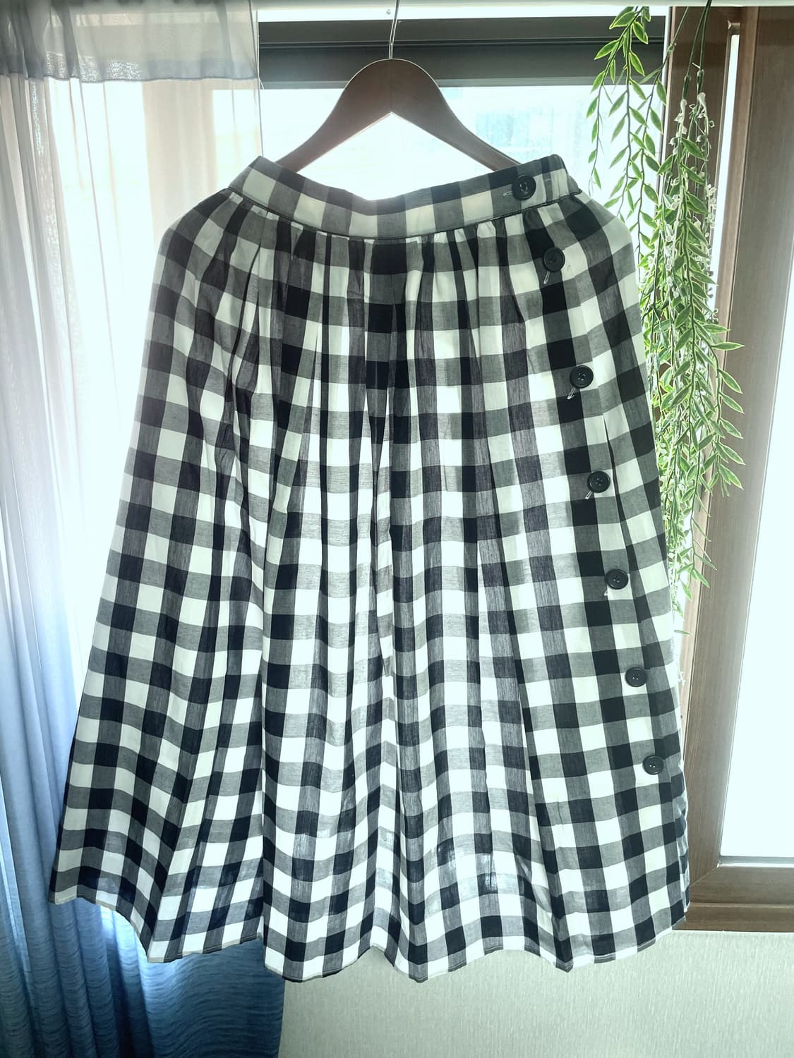 JP vintage plaid button sk 상품이미지3