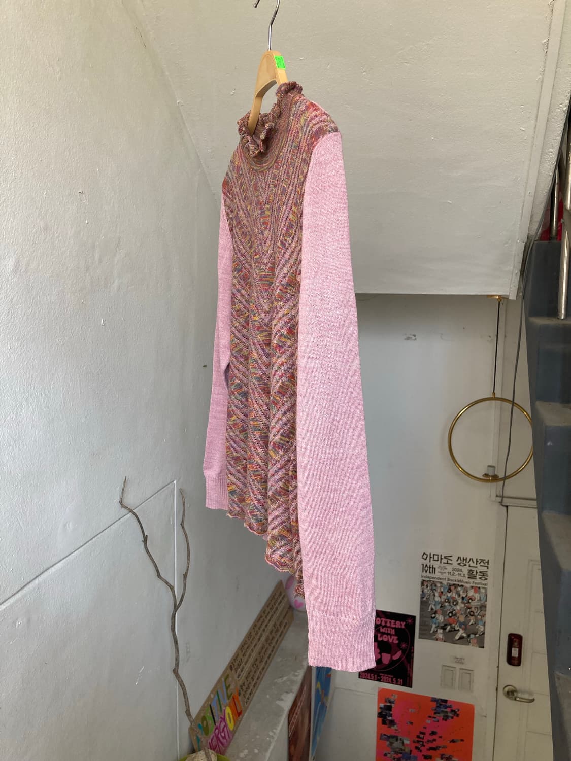 울 핑크•멀티컬러 패턴 니트 상품이미지4