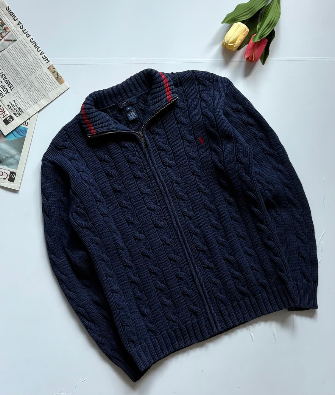 Polo 폴로랄프로렌 네이비 꽈배기 집업 상품이미지1