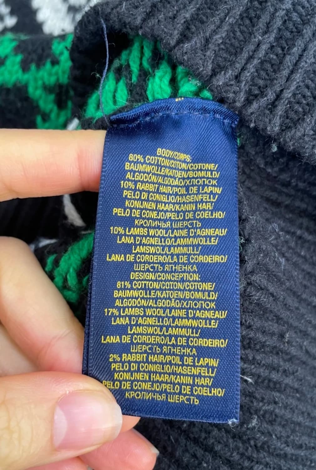 폴로랄프로렌 블랙노르딕 스노우플레이크 숄카라 니트  상품이미지6