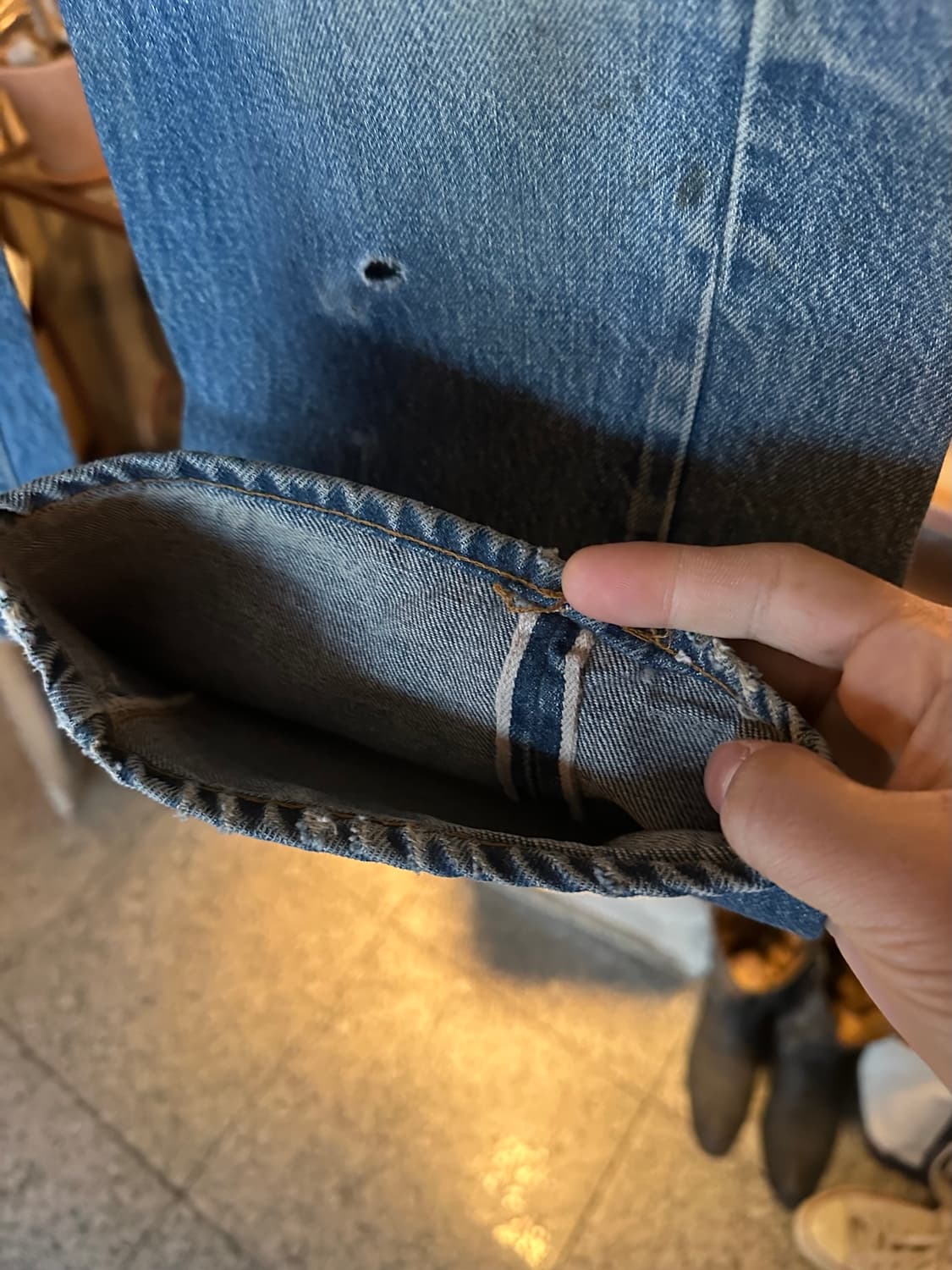 70s USA 빈티지 리바이스 501 66후기 셀비지 데님 팬츠 상품이미지5