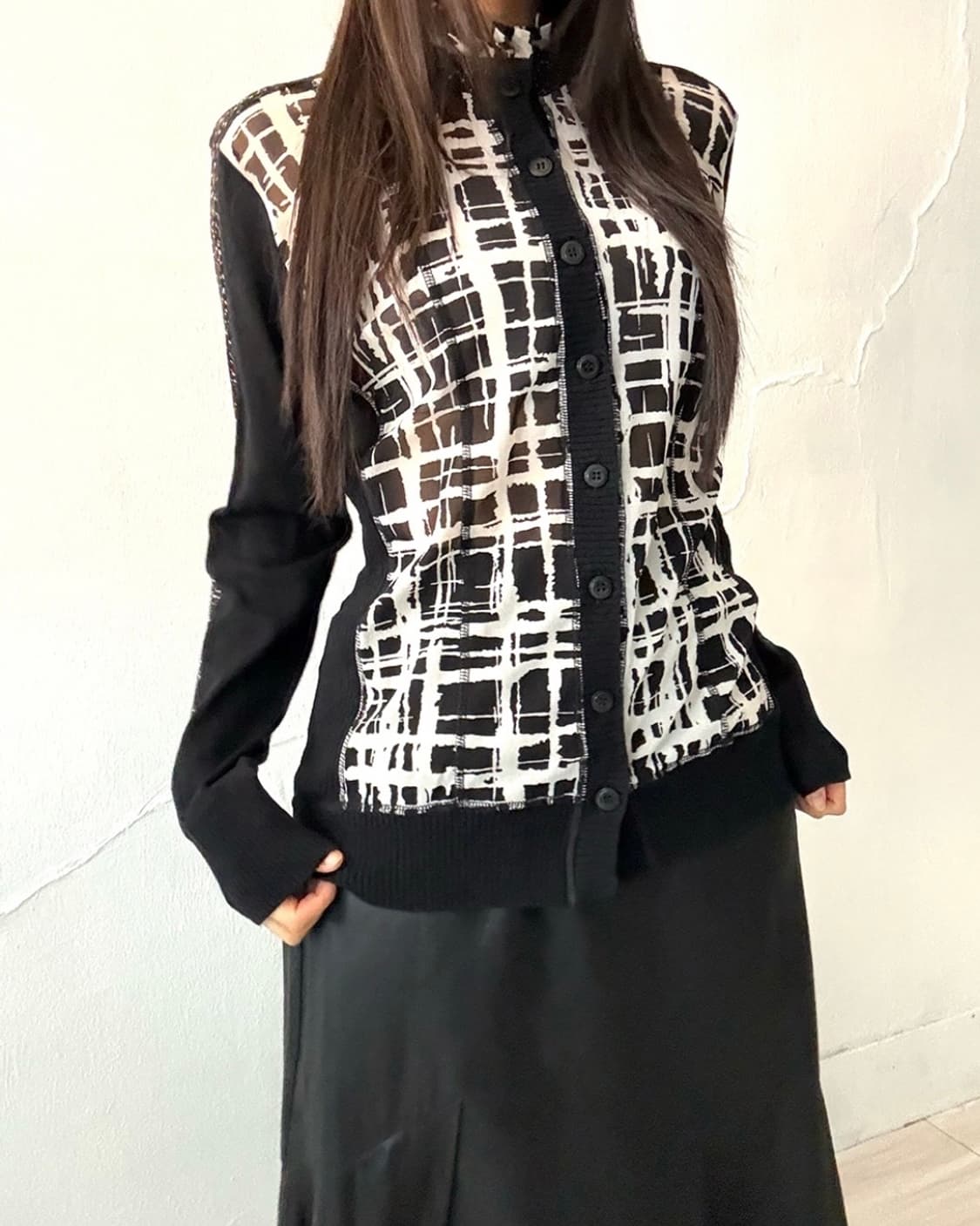 Black Graphic Knit mesh zip-up 상품이미지2