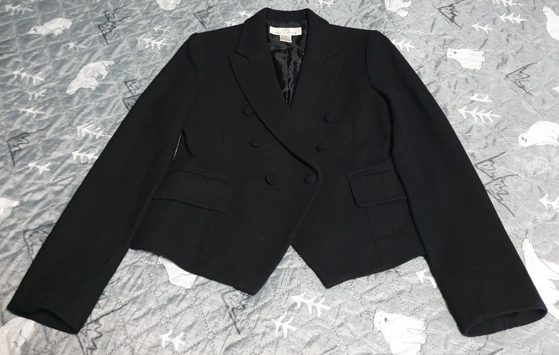 MAK IN STYLE 크롭 피크트라펠 블레이저 블랙 (66) 상품이미지1