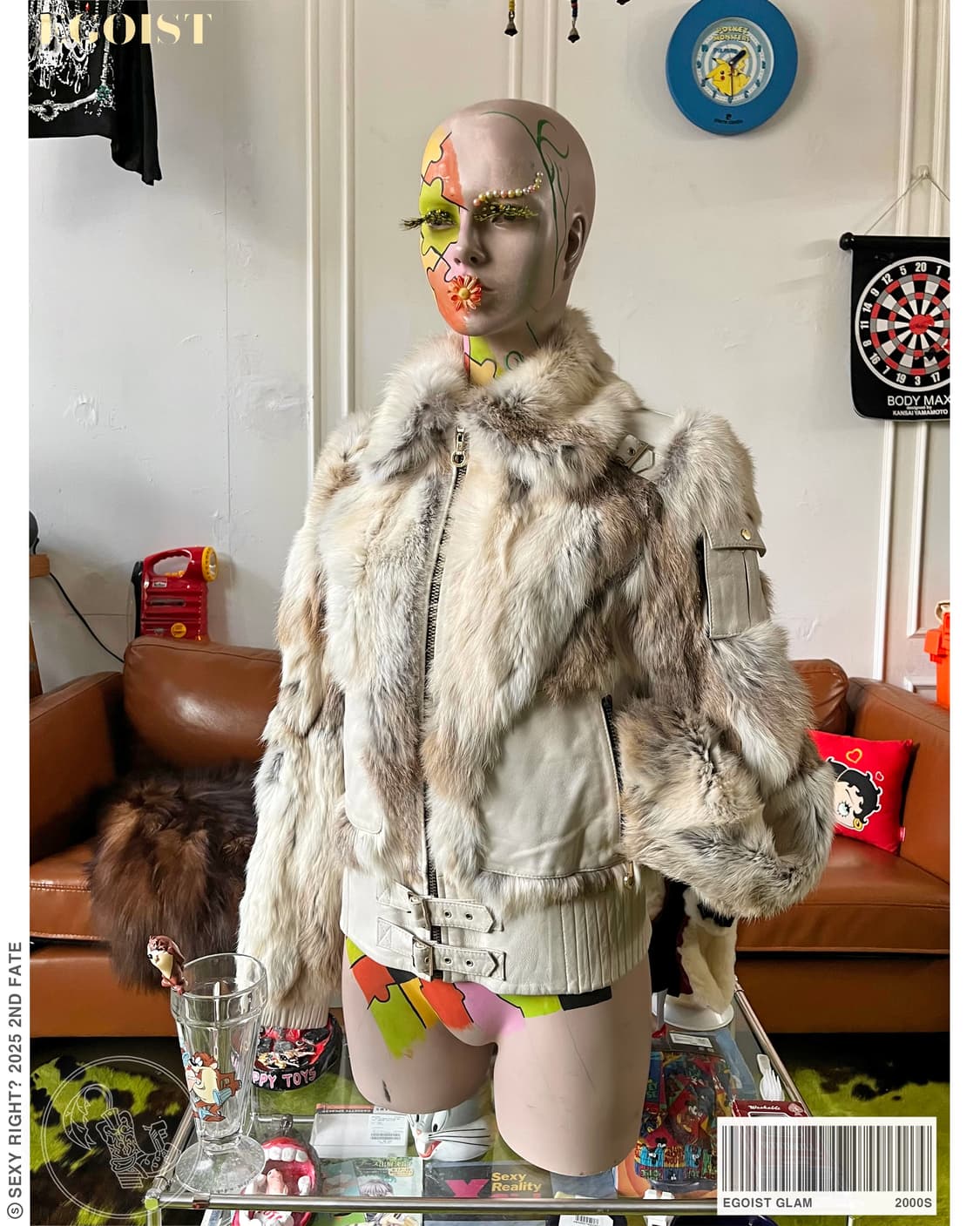 2000s EGOIST Glam Rabbit Fur Jacket 상품이미지1