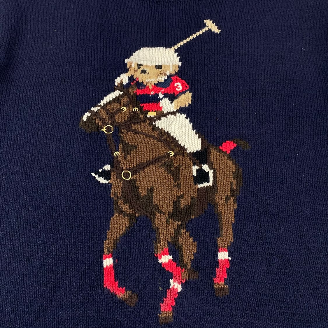 폴로 QR 신형 베어 코튼 네이비 라운드 니트 (100) 상품이미지2