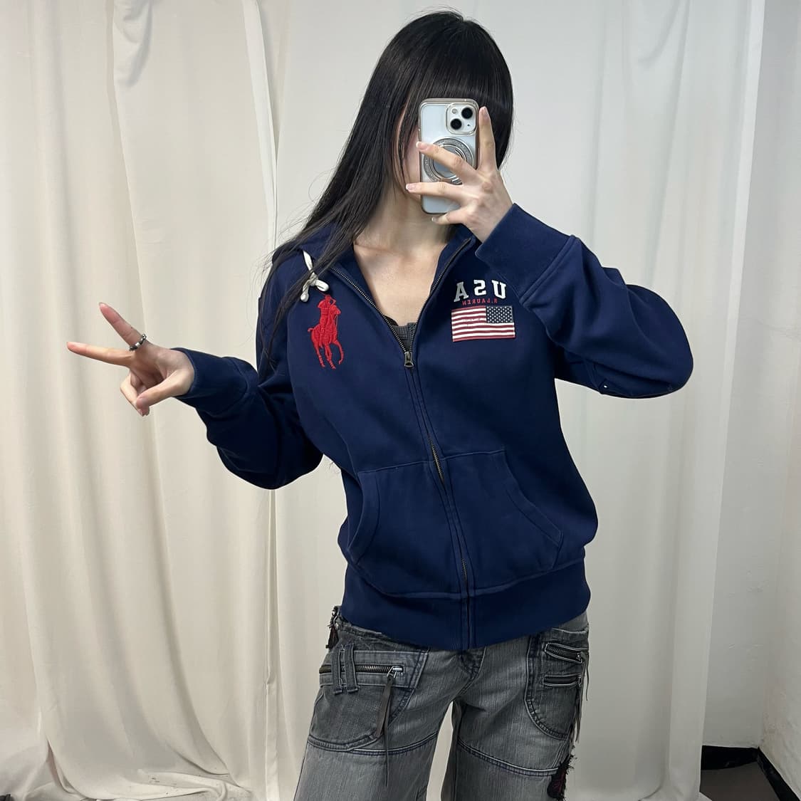 Polo navy USA big pony zip-up 상품이미지2