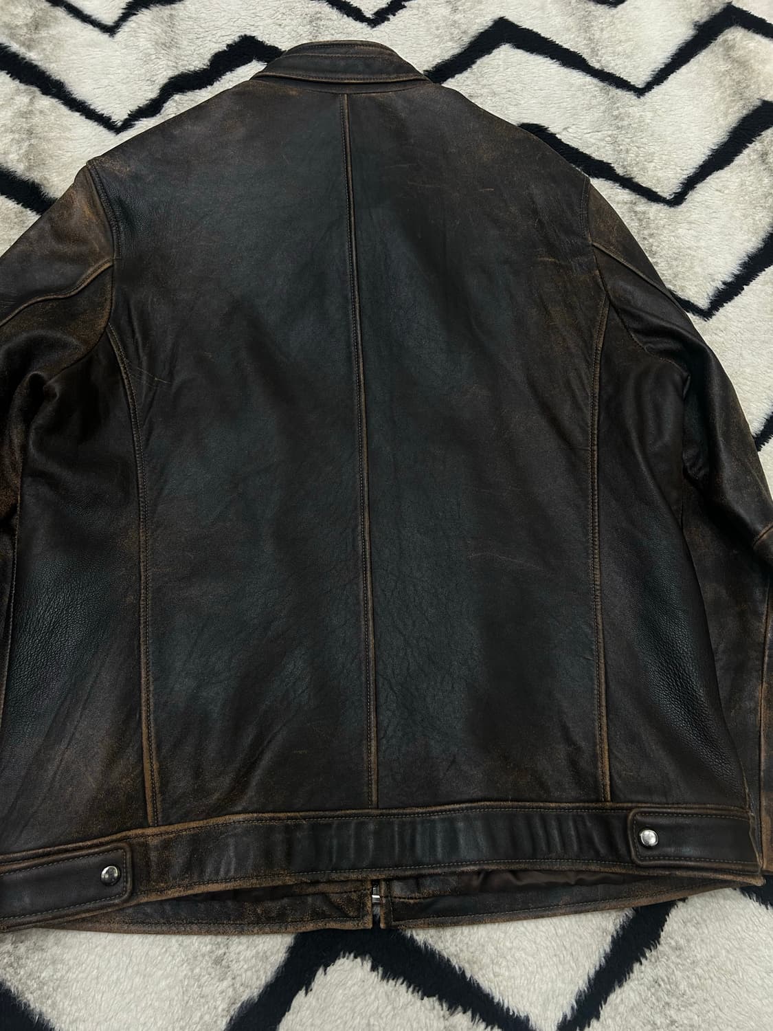 [L]빈티지 에이징 양가죽 집업자켓/브라운 상품이미지3