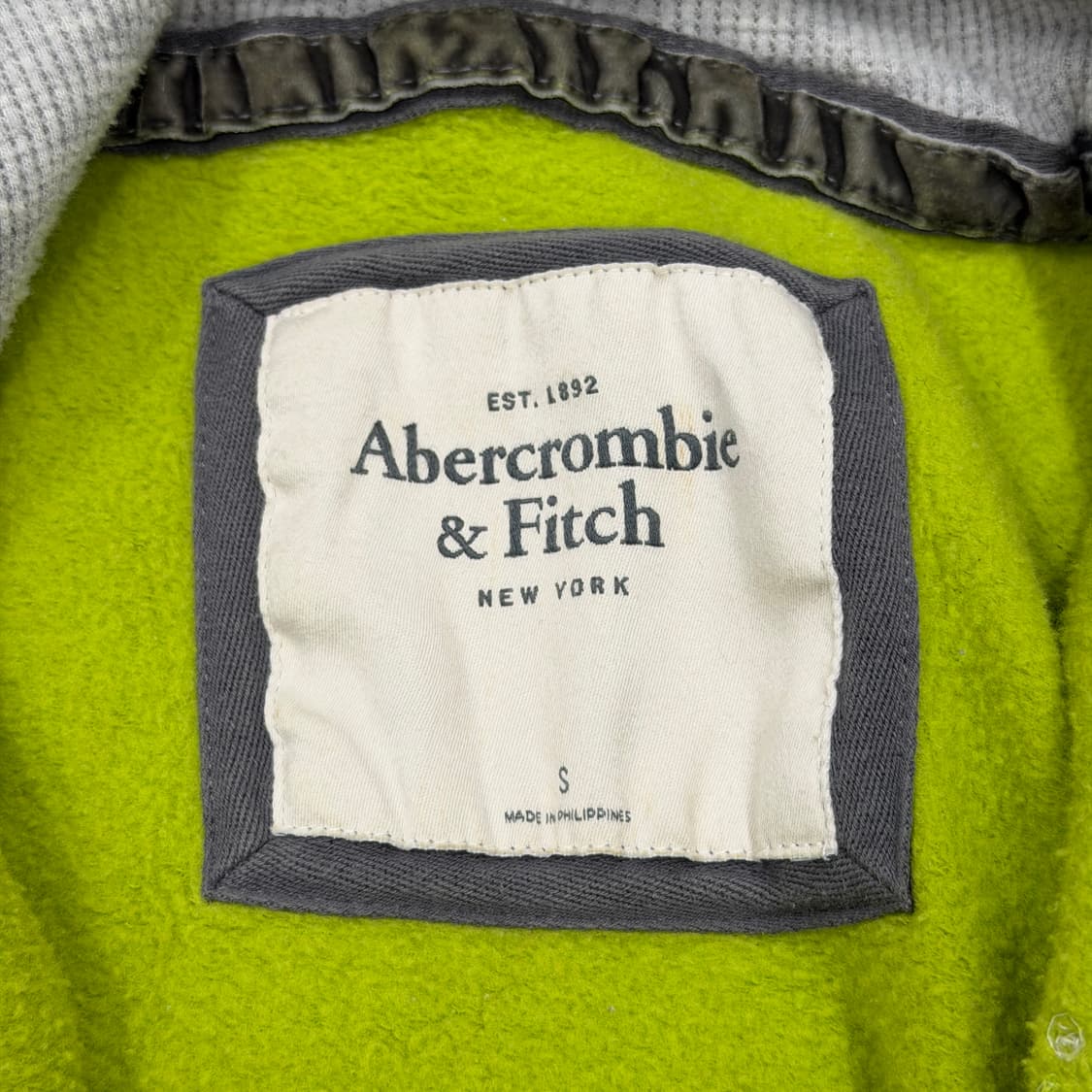아베크롬비 빈티지 스펠로고 딱붙핏 Y2K 후드집업 자켓 라이트그린 라임 상품이미지4