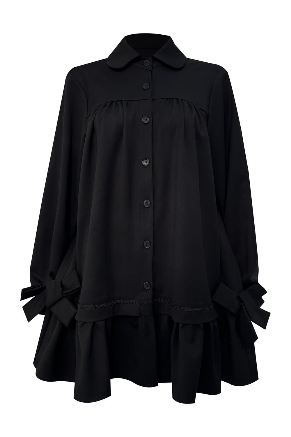 Bow frill one-piece (black) 상품이미지1