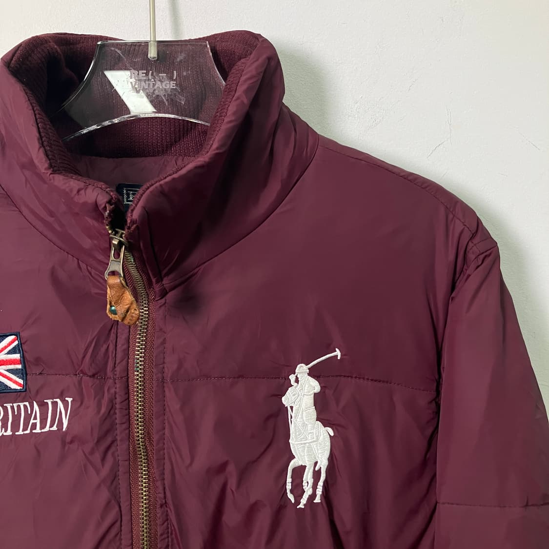 폴로 랄프로렌 버건디 UK 패딩 점퍼 M 상품이미지4