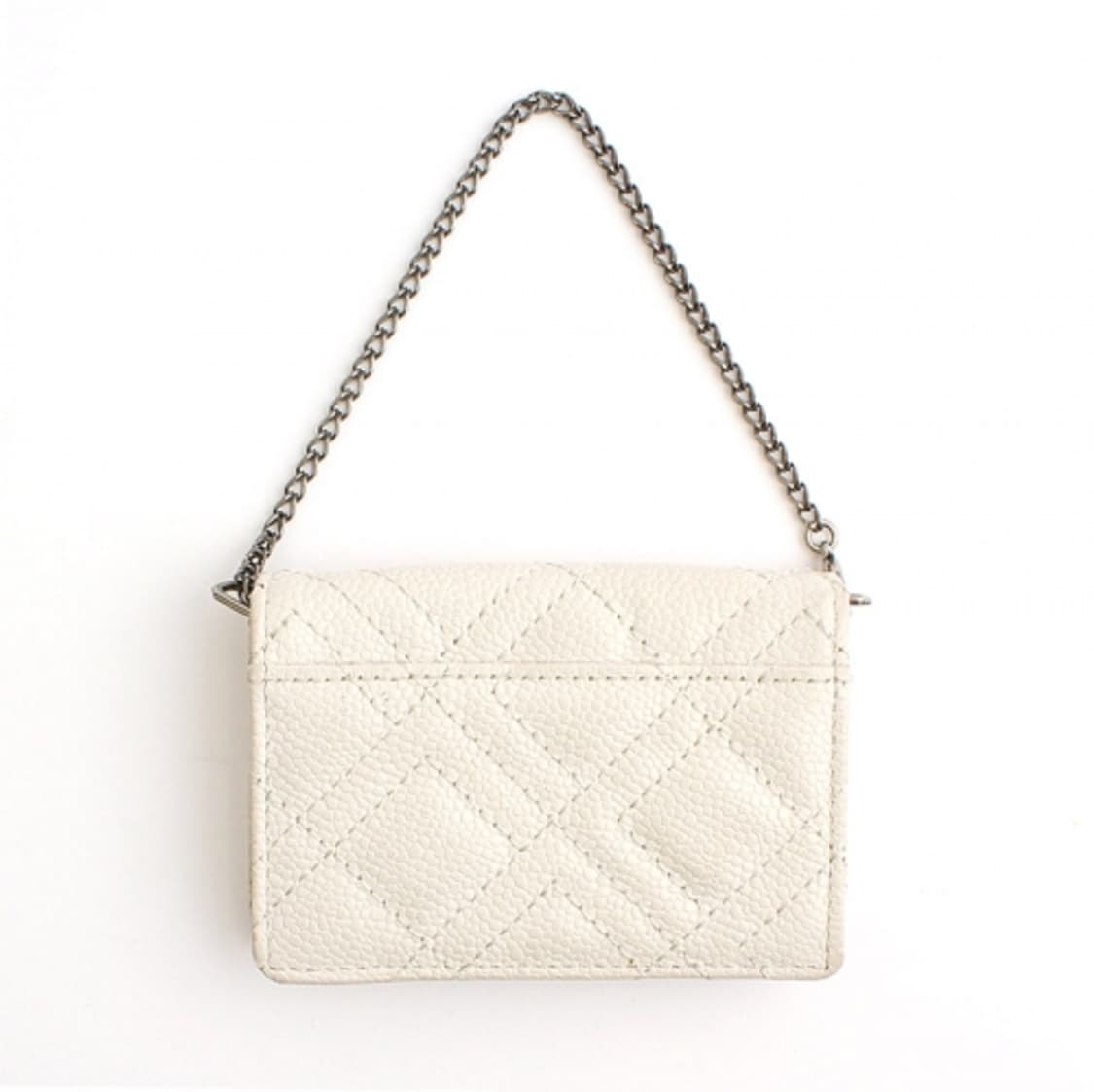 랑방 화이트 퀼팅 스티치 체인 카드지갑 상품이미지2