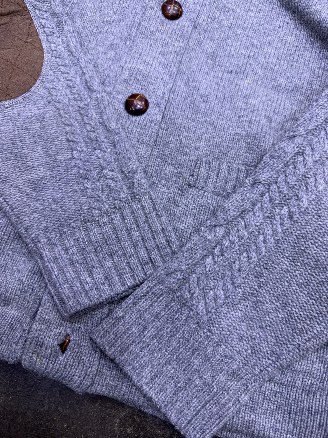 빈폴 클래식 숄카라 패치워크 니트 스웨터 가디건 그레이 100 상품이미지7