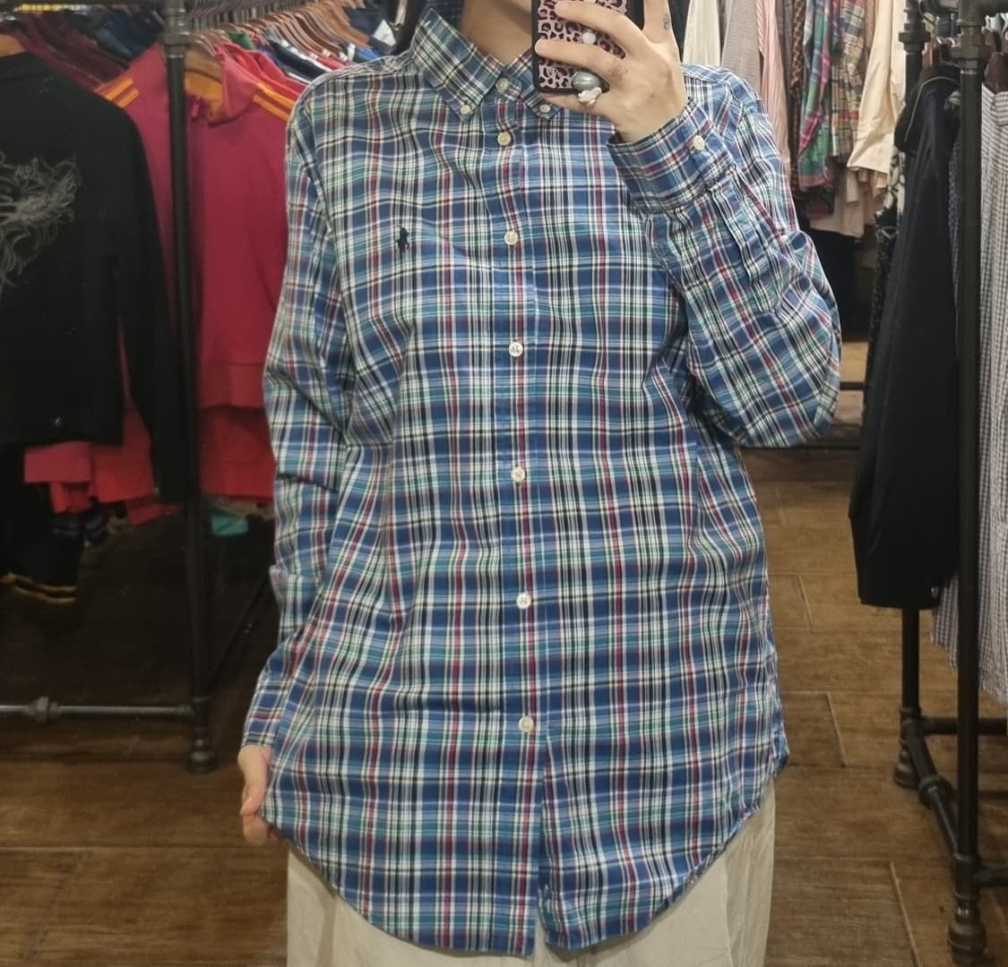 [Hi] polo 폴로 긴팔 체크셔츠 블루 상품이미지1