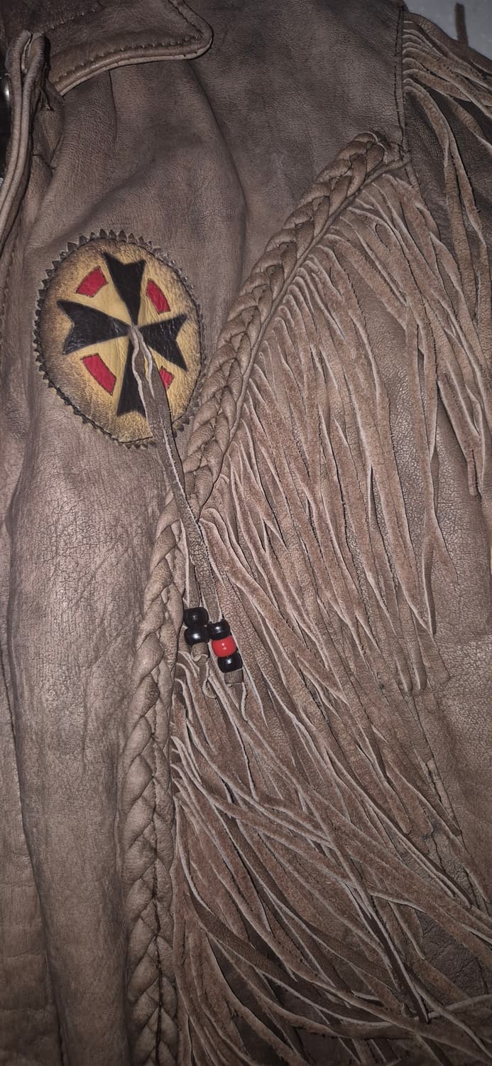 프린지,테슬 디테일 웨스턴 빈티지 레더재킷 상품이미지3