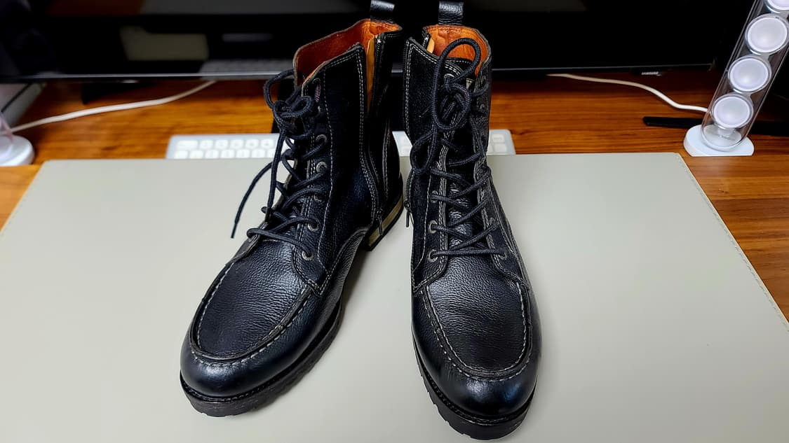 프랑스 브랜드 파토가스 천연가죽 레이스업 부츠(265), 블랙 상품이미지1