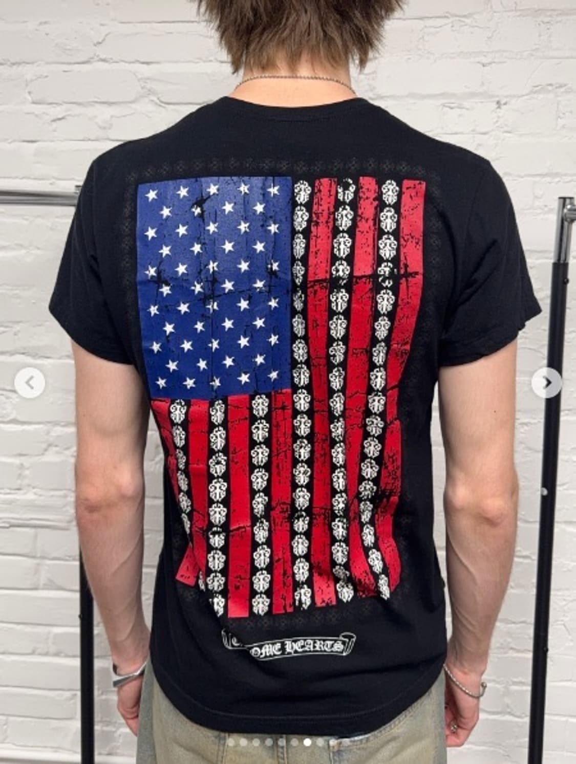 크롬하츠 아메리칸 플래그 성조기 대거 티셔츠 블랙 상품이미지8