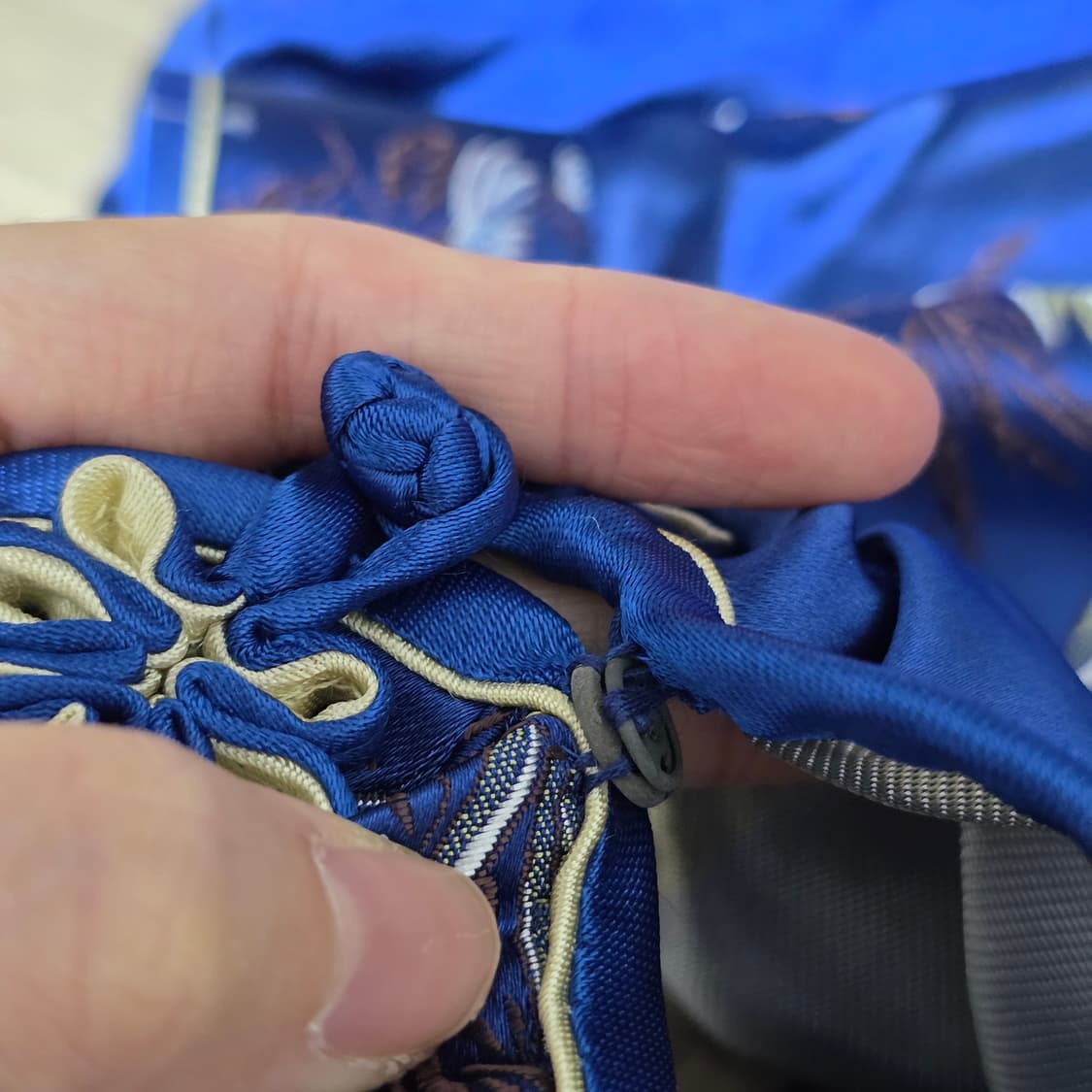 차이나빈티지)블루 플라워패턴 트임섹시 롱 치파오원피스 상품이미지6