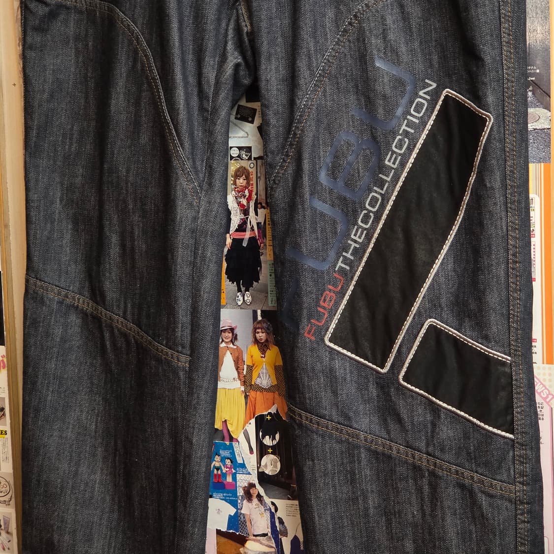 후부 올드스쿨 반밴딩 진청 절개 데님 팬츠 상품이미지4