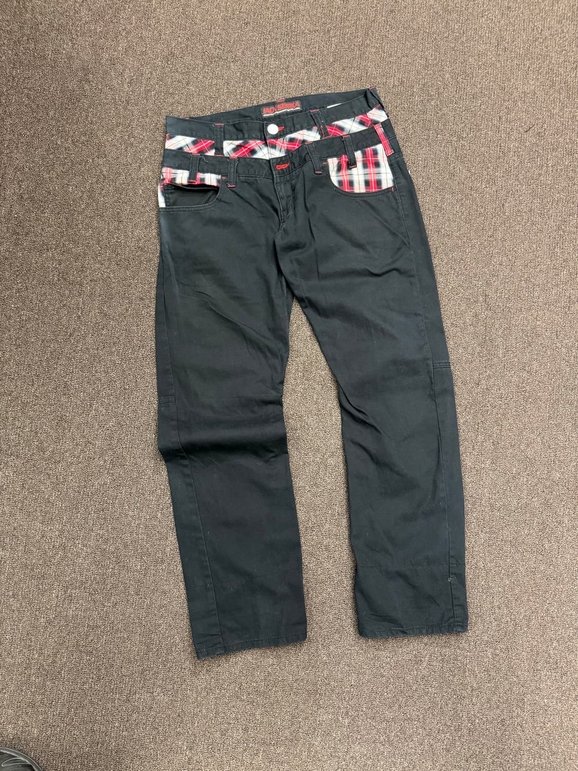 XL)Jack Serika 빈티지 레이어드 체크패턴 블랙진 상품이미지3