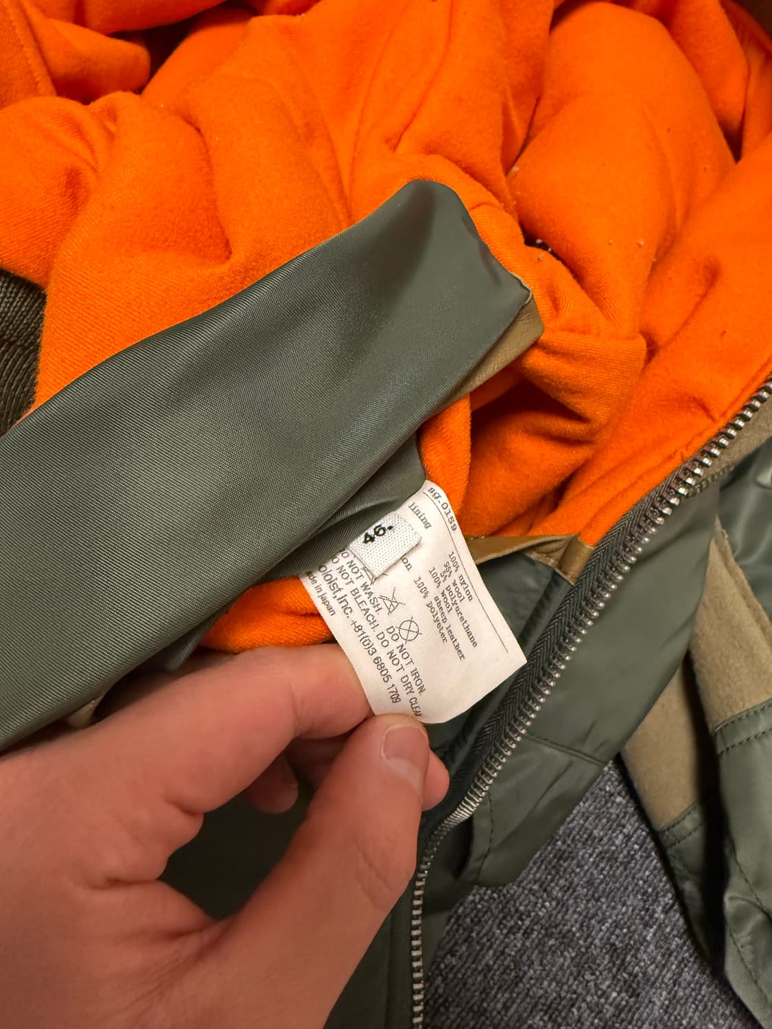 [46] 솔로이스트 14AW 이중봄버 자켓 올리브 상품이미지8