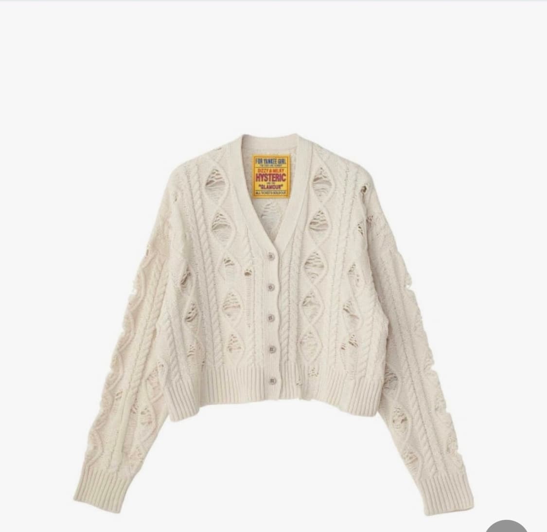 히스테릭 글래머 가디건 쇼트 크롭 크래쉬 아이보리 상품이미지1