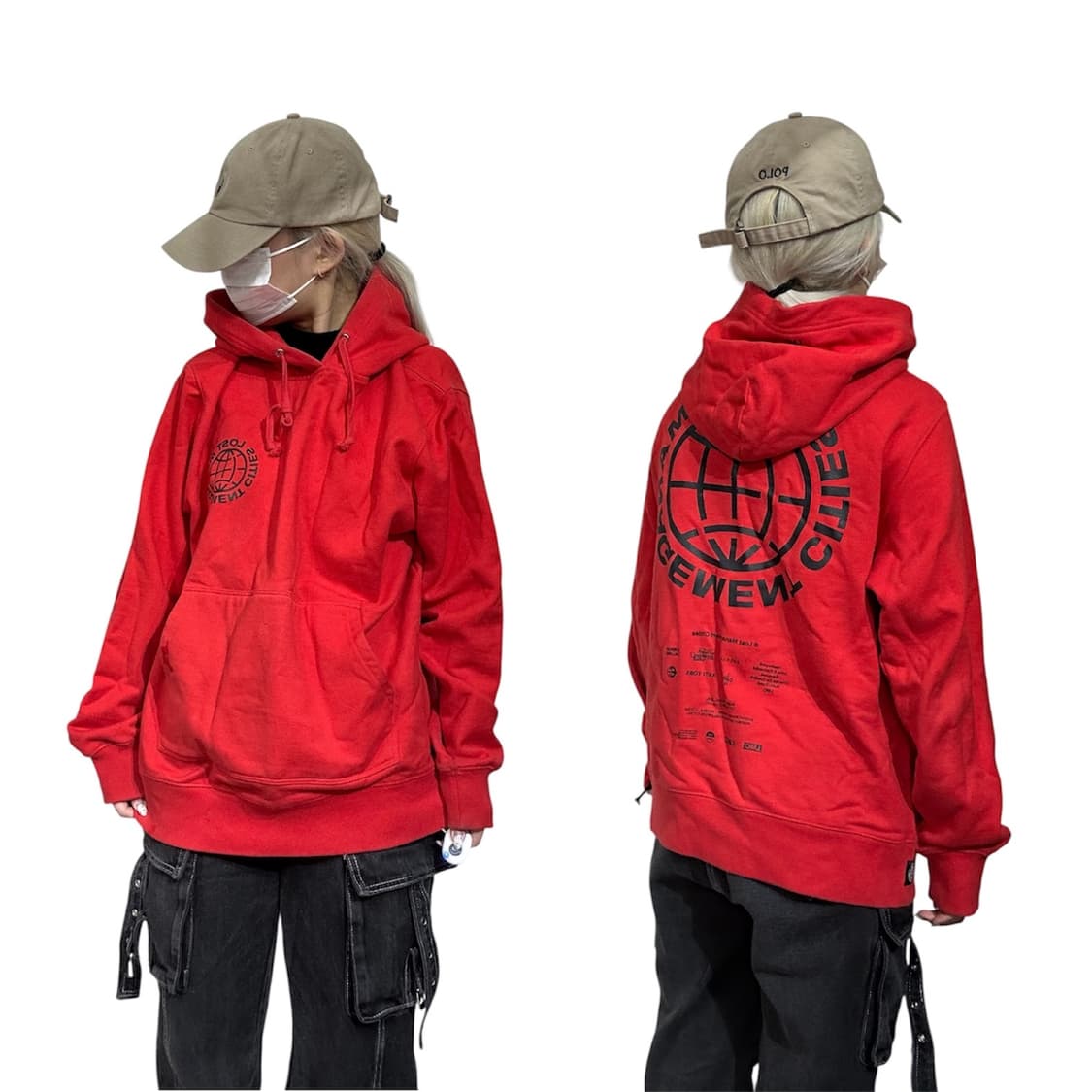 Lmc 레드 오버핏 빅 로고 후드티 M 상품이미지1