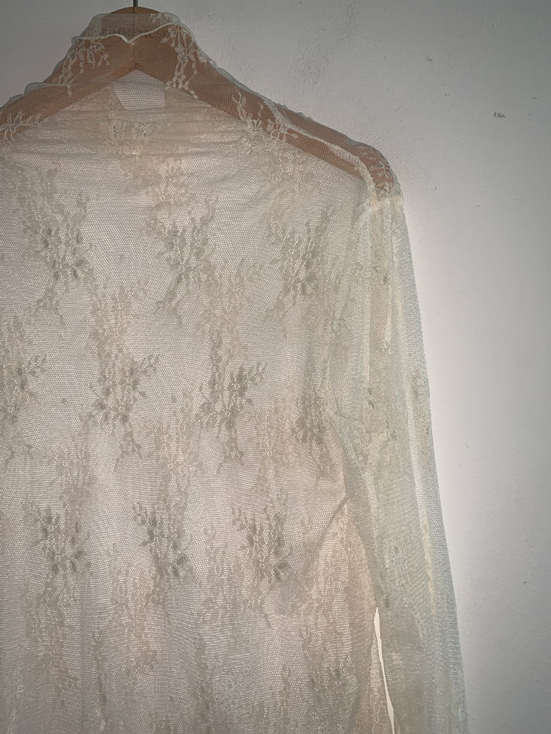 Lace high neck see through blouse t 상품이미지4
