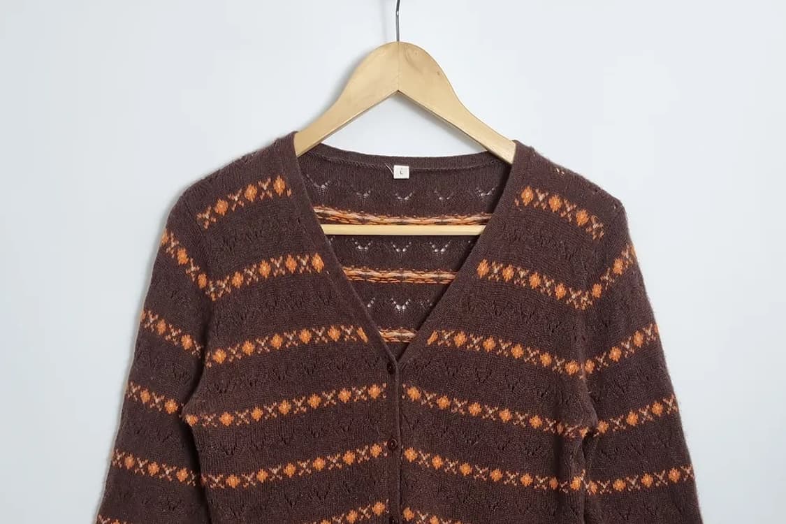 JPN 브라운 빈티지 가디건 울 100% 상품이미지3
