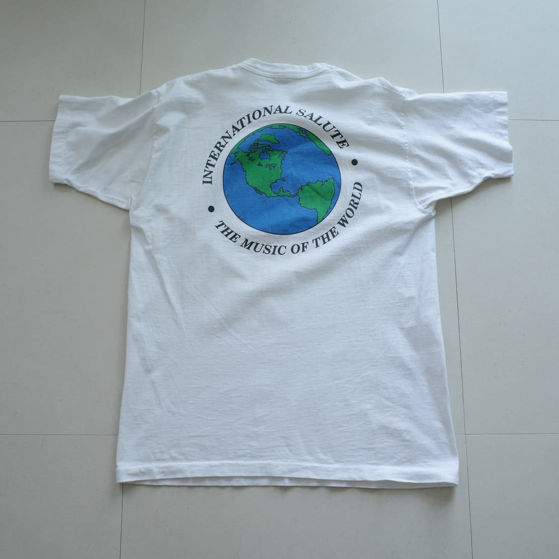 90s USA 프룻오브더룸 지구 프린팅 싱글스티치 티셔츠 상품이미지1