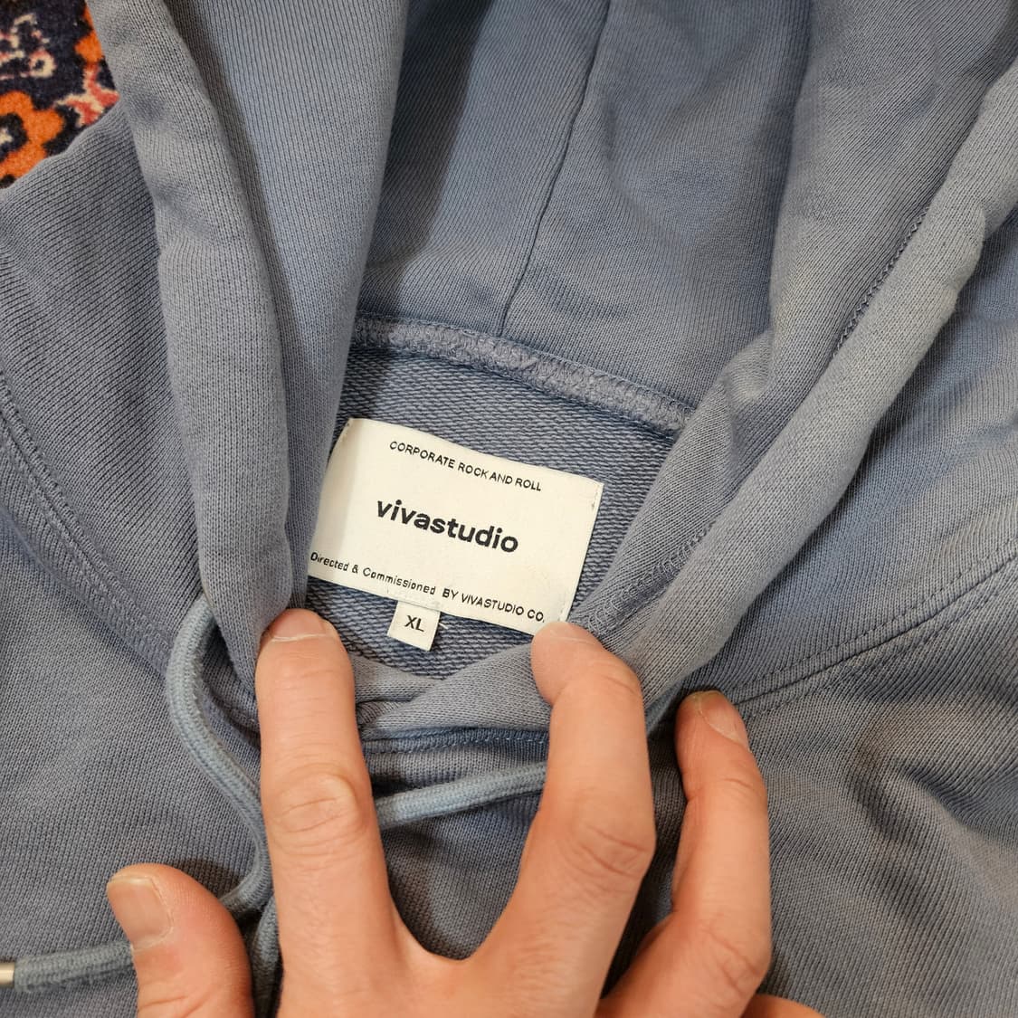 비바스튜디오 시그니쳐 로고 빈티지 블루 후드티셔츠 XL 상품이미지5