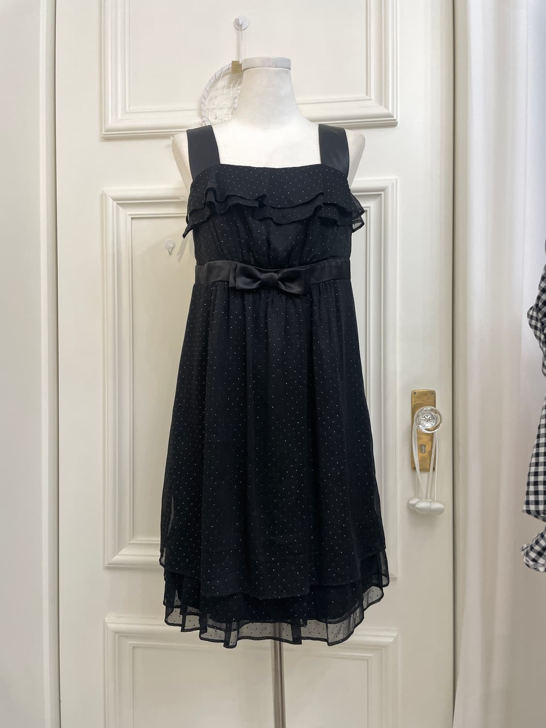 black twinkle dot ruffle bow cute opc 상품이미지1