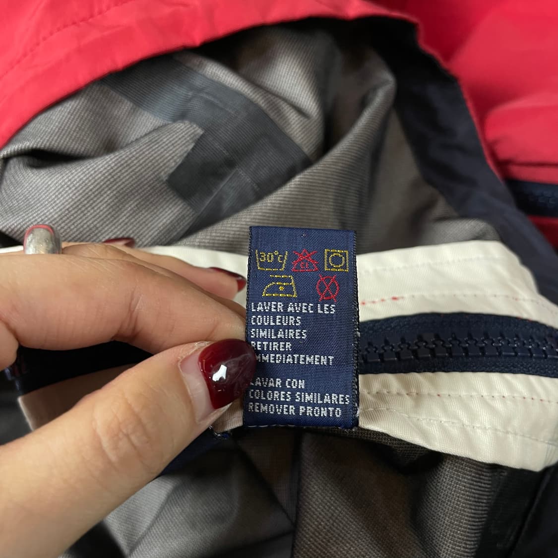 타미힐피거 레드 네이비 아노락 앞포켓 나일론 바람막이 자켓 2XL 상품이미지6