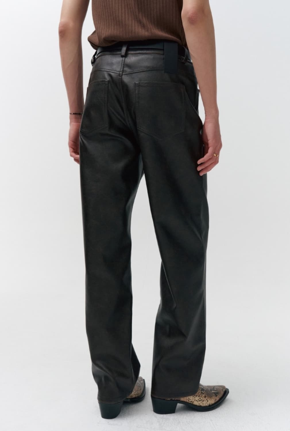 노이어 빈티지 레더 스트레이트 팬츠(브라운)  상품이미지2