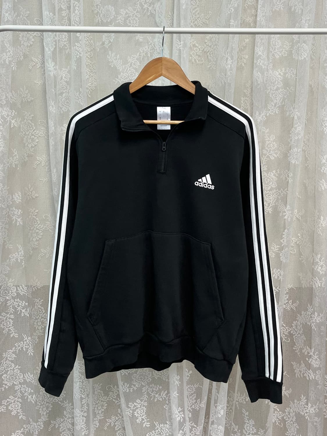 L) 아디다스 트랙탑 반집업 기모 맨투맨 블랙 상품이미지1