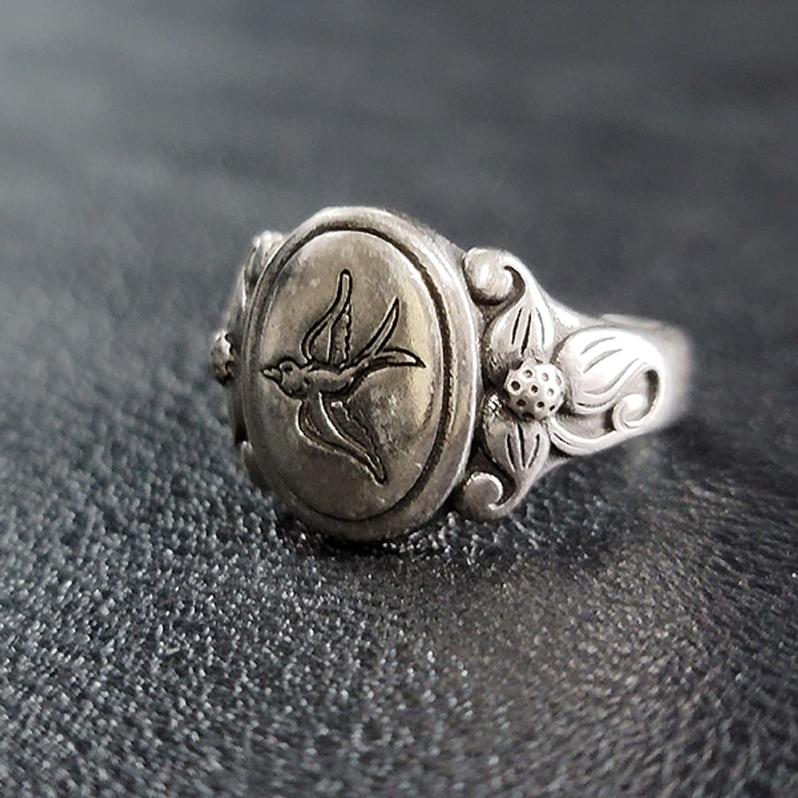 Sylfara 백동 남자 엔틱 빈티지 명품 꽃 제비 새 반지 상품이미지3