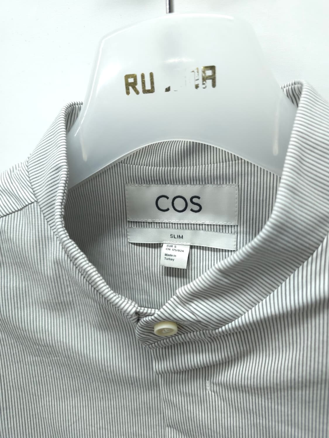 COS 코스 남성 밴드 카라 스트라이프 7부 셔츠 (100) 상품이미지4