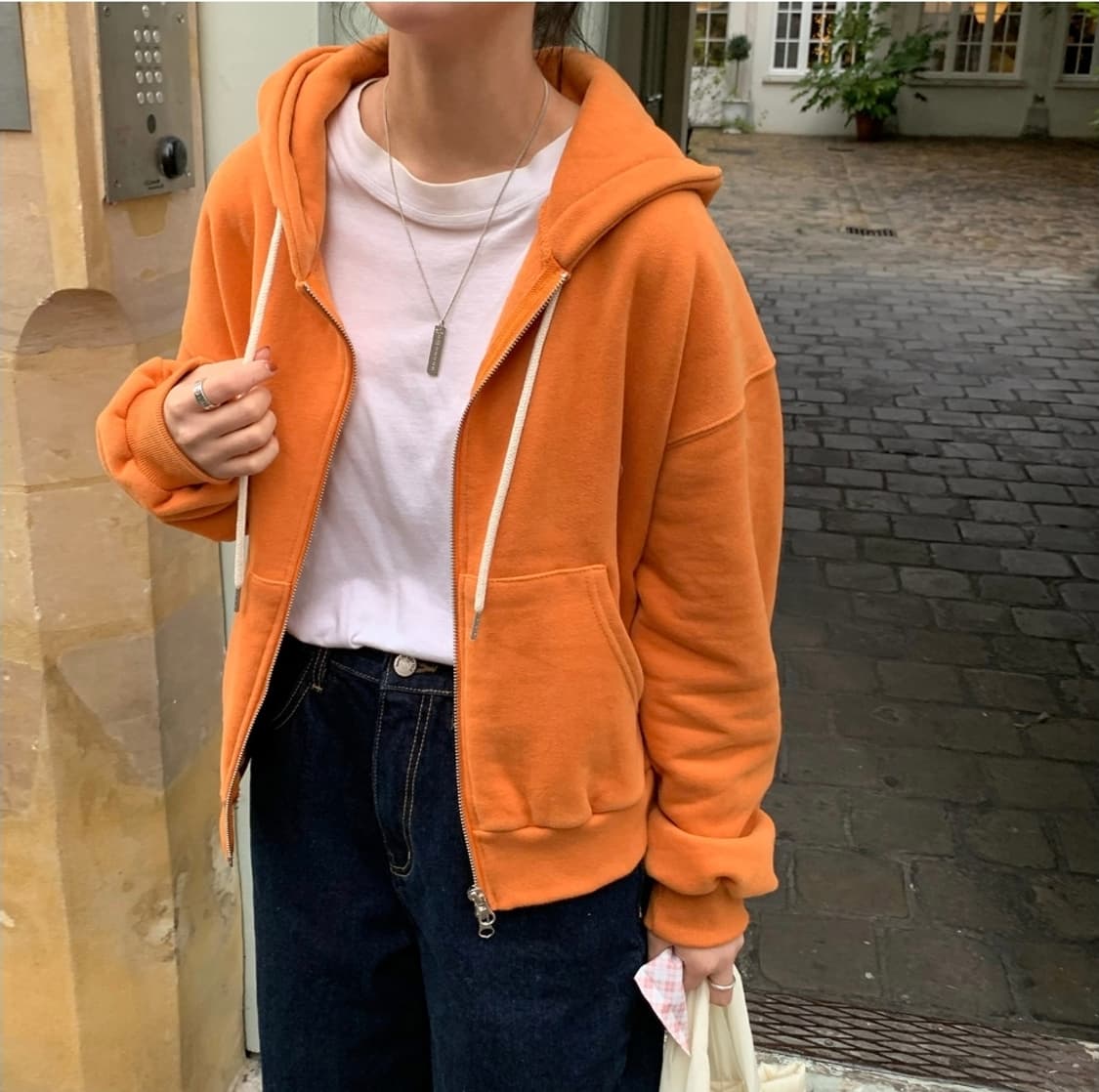 리넨느 weldon 2way hoodie zip-up orange 상품이미지3