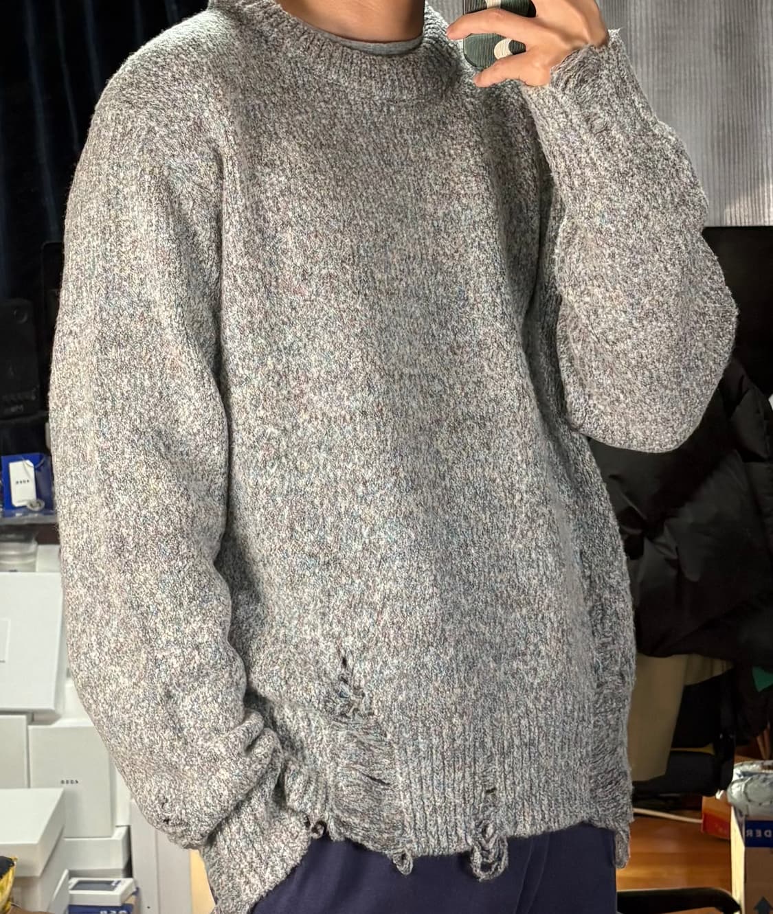 앤더슨벨 데미지 크루넥 니트 L 상품이미지8